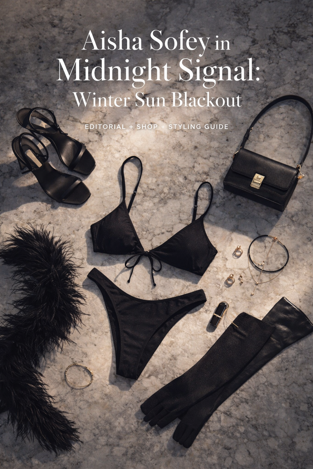  Aisha Sofey in Midnight Signal: Winter Sun Blackout (Editorial + Shop + Styling Guide)