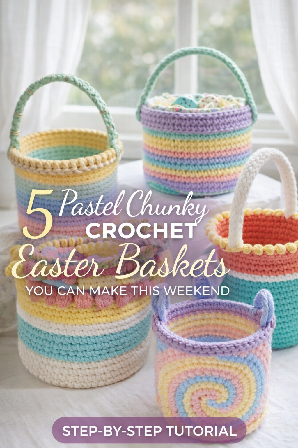 5 Pastel Chunky Crochet Easter Baskets You Can Make This Weekend Step-by-Step Tutorial
