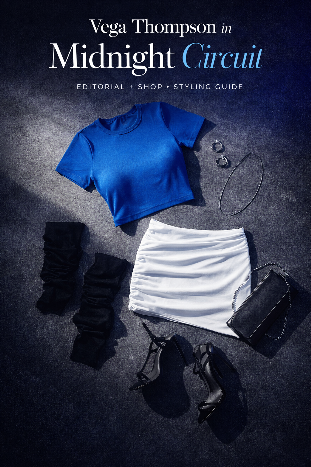 Vega Thompson in Midnight Circuit: Neon Clean Energy (Editorial + Shop + Styling Guide)