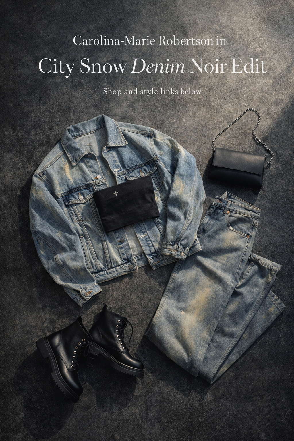 Carolina-Marie Robertson in City Snow Denim Noir Edit