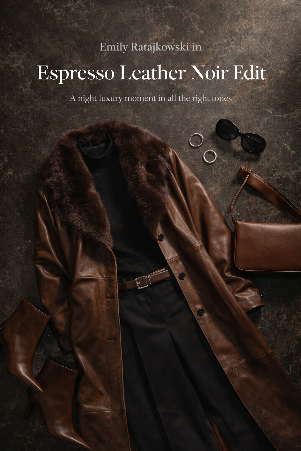 Emily Ratajkowski in Espresso Leather Noir Edit