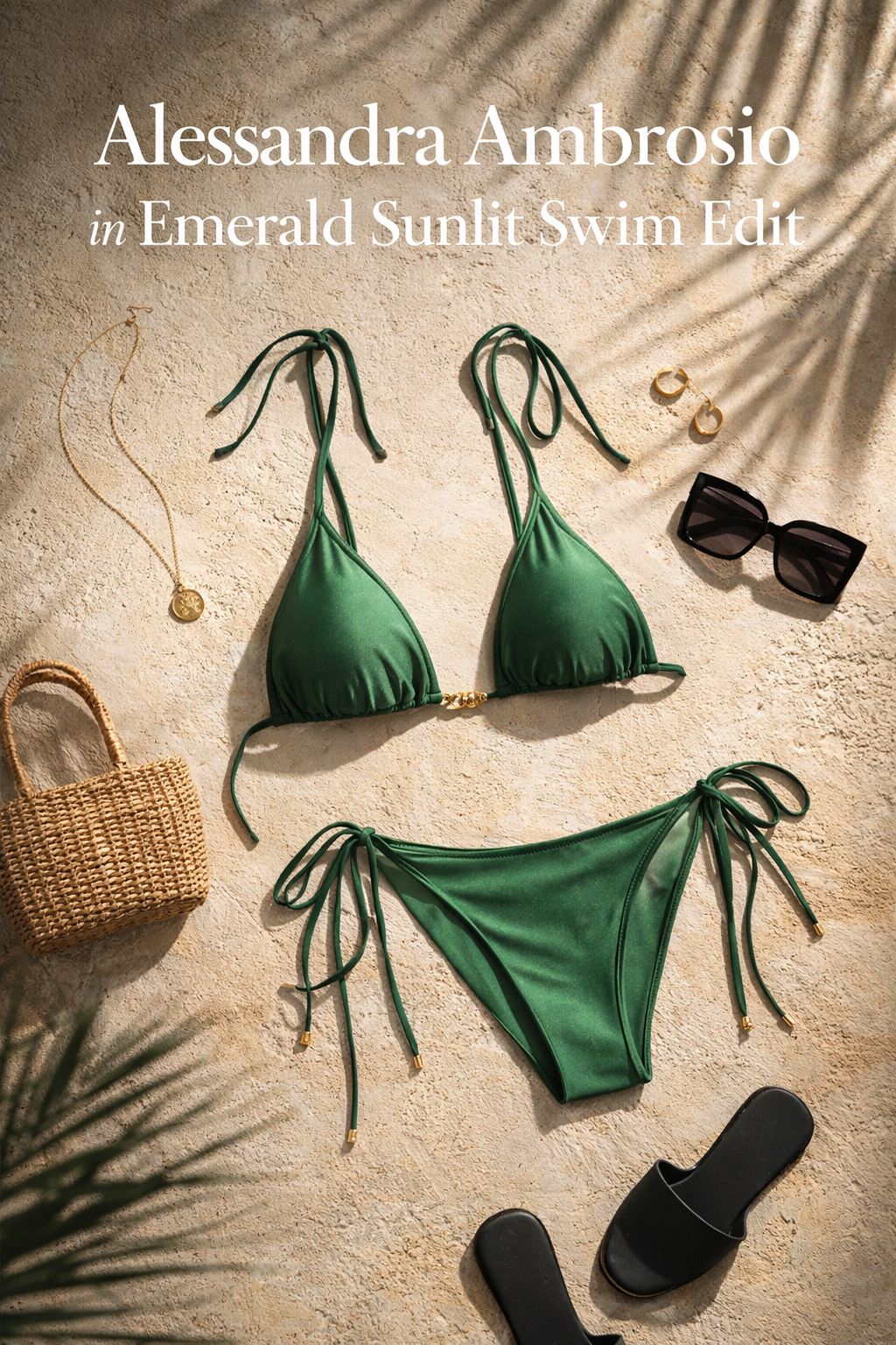 Alessandra Ambrosio in Emerald Sunlit Swim Edit