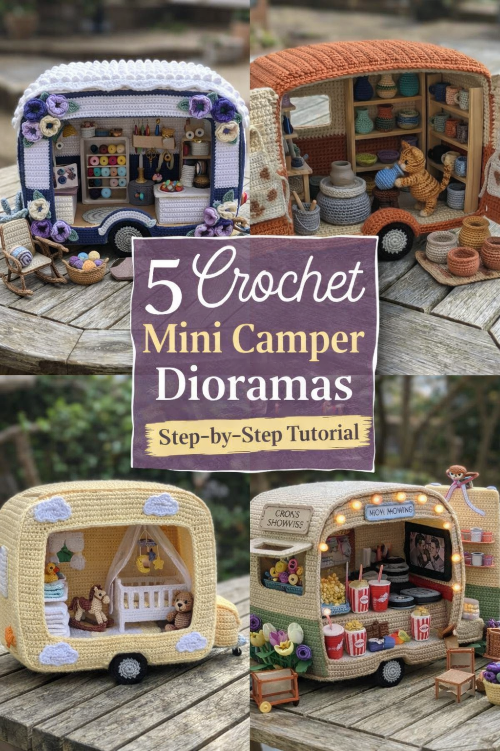 5 Crochet Mini Camper Dioramas Step-by-Step Tutorial