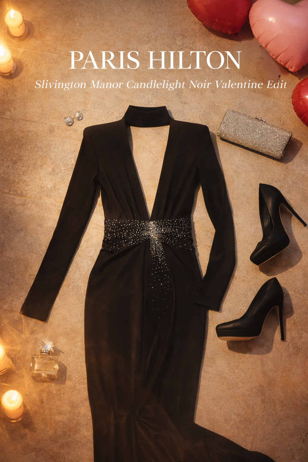 Paris Hilton in Slivington Manor Candlelight Noir Valentine Edit