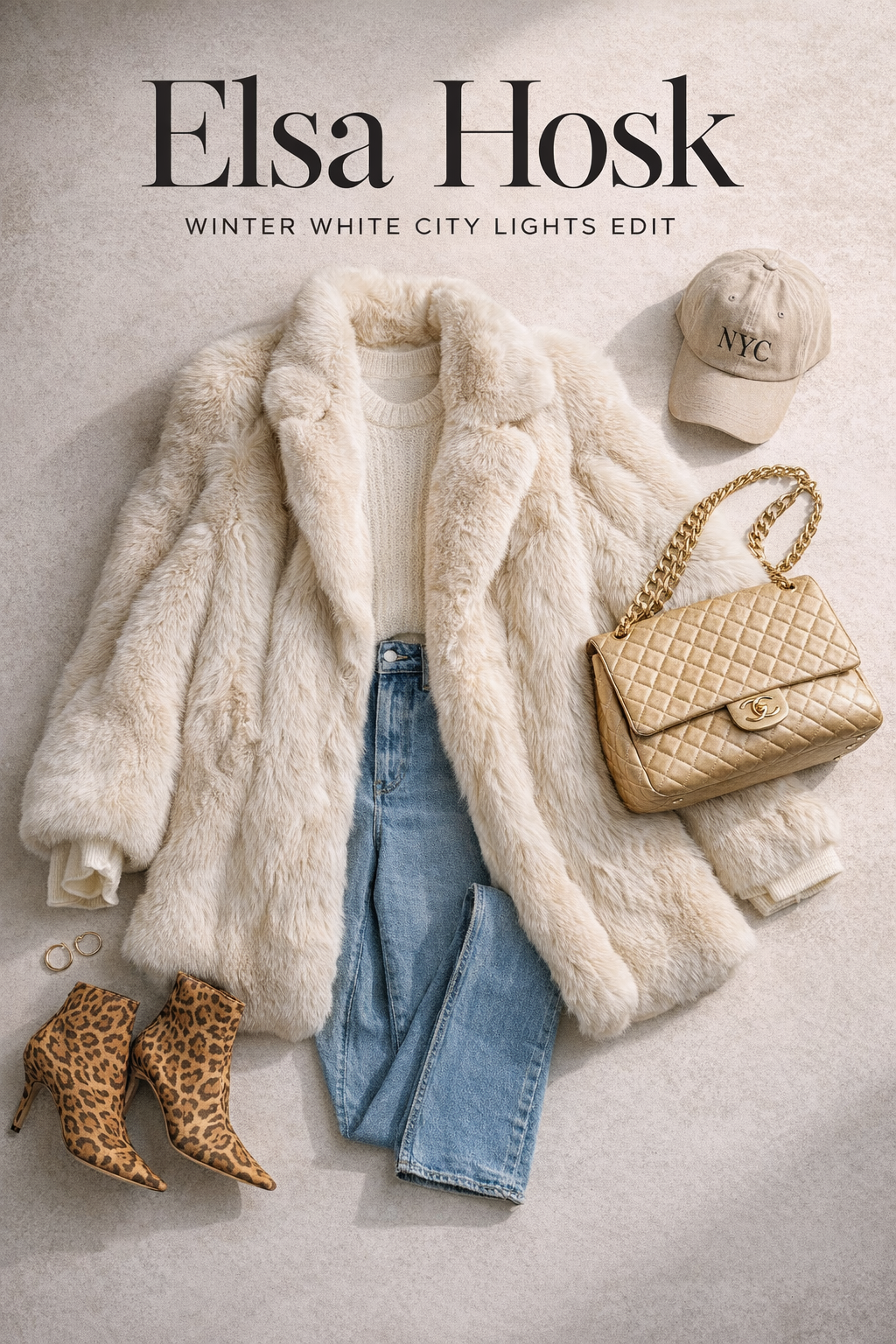 Elsa Hosk in Winter White City Lights Edit