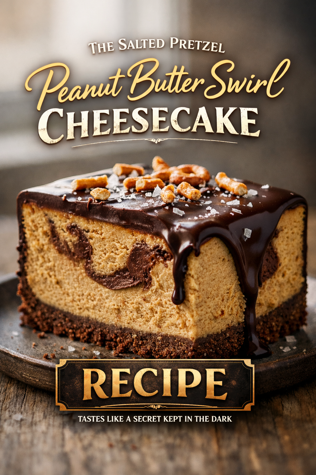 The Salted Pretzel Peanut Butter Swirl Cheesecake Recipe That Tastes Like a Secret Kept in the Dark