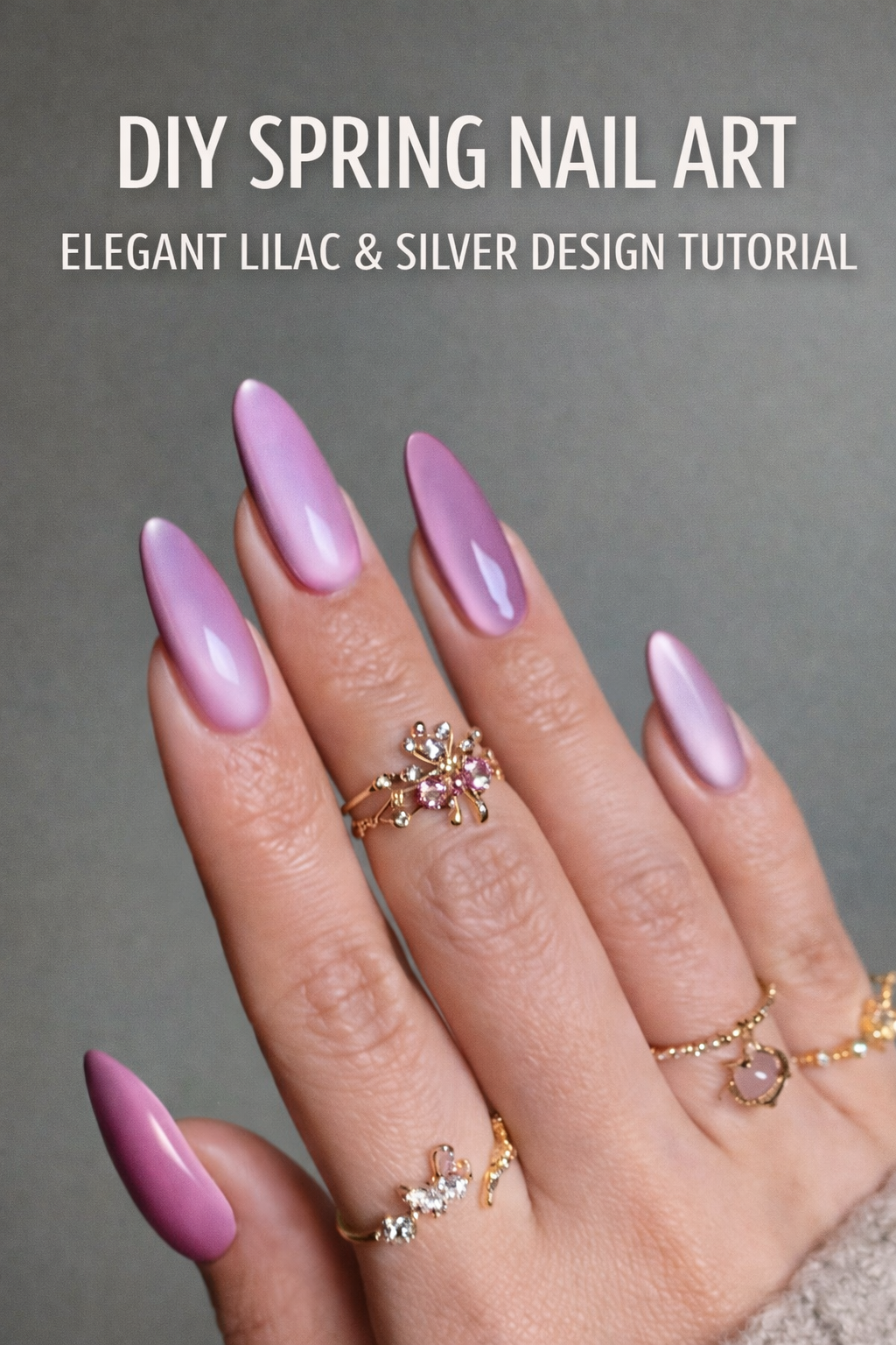 DIY Spring Nail Art: Elegant Lilac &amp; Silver Design Tutorial