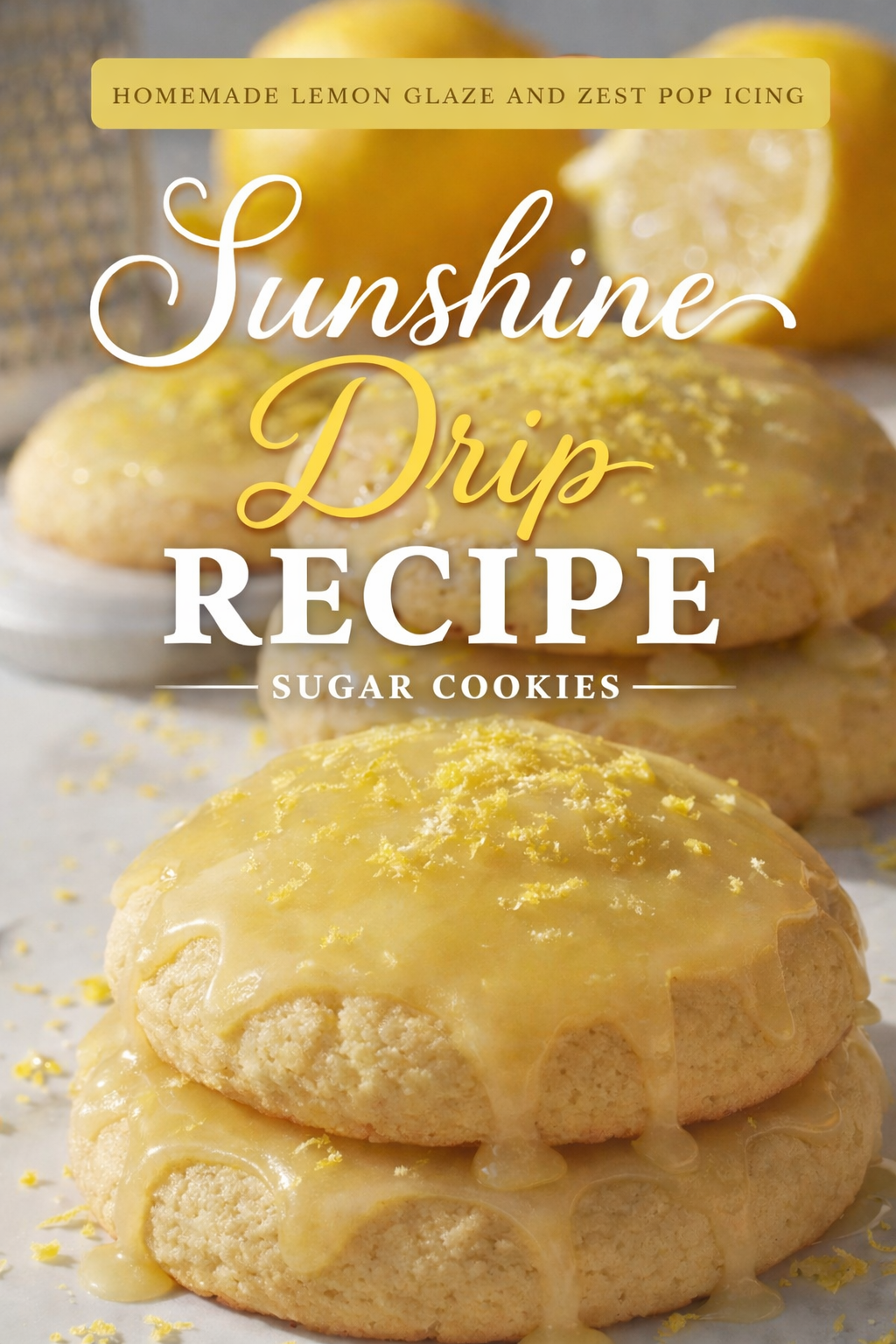 Sunshine Drip Sugar Cookies Recipe With Homemade Lemon Glaze and Zest Pop Icing