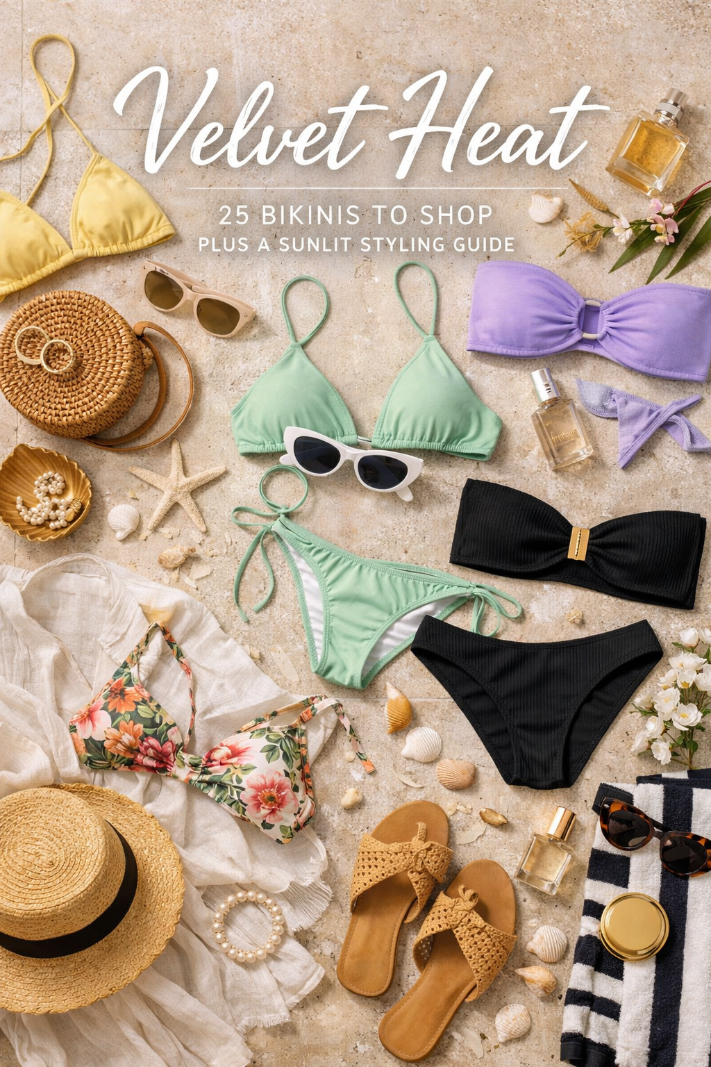 Velvet Heat: 25 Bikinis to Shop Plus a Sunlit Styling Guide