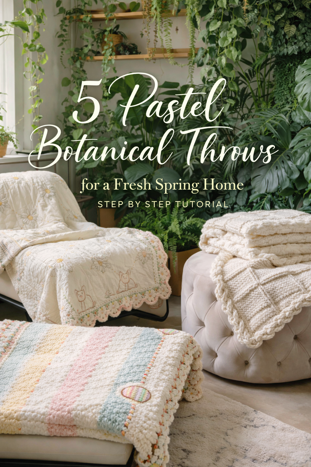 5 Pastel Botanical Throws for a Fresh Spring Home Step by Step Tutorial