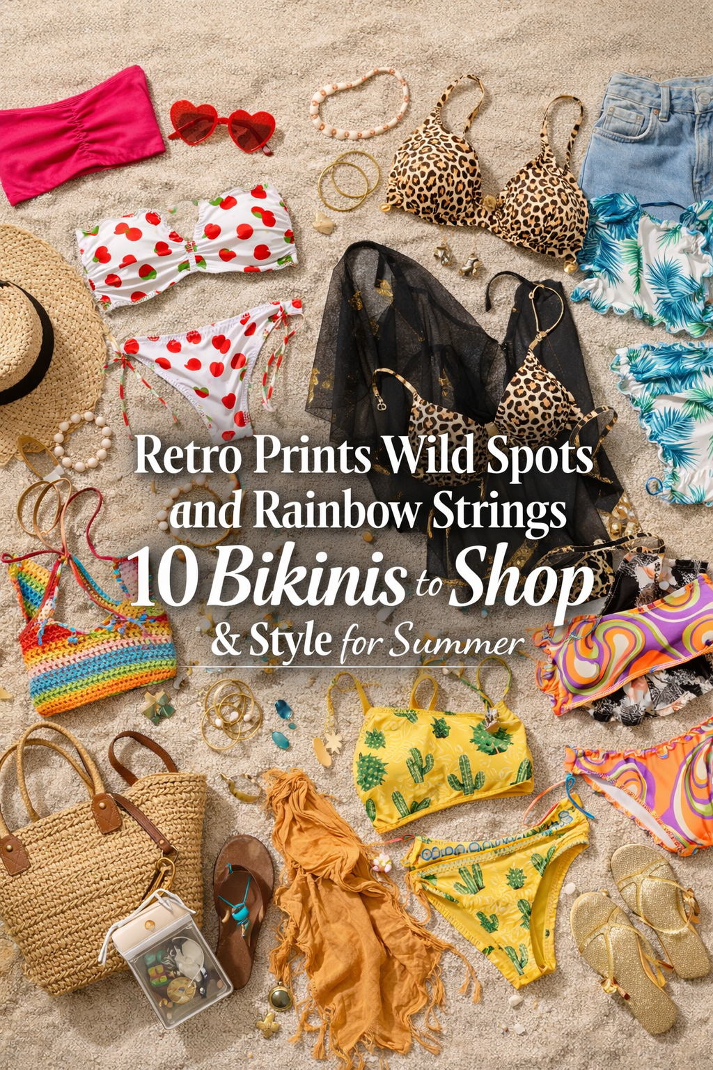 Retro Prints Wild Spots and Rainbow Strings 10 Bikinis to Shop and Style for Summer