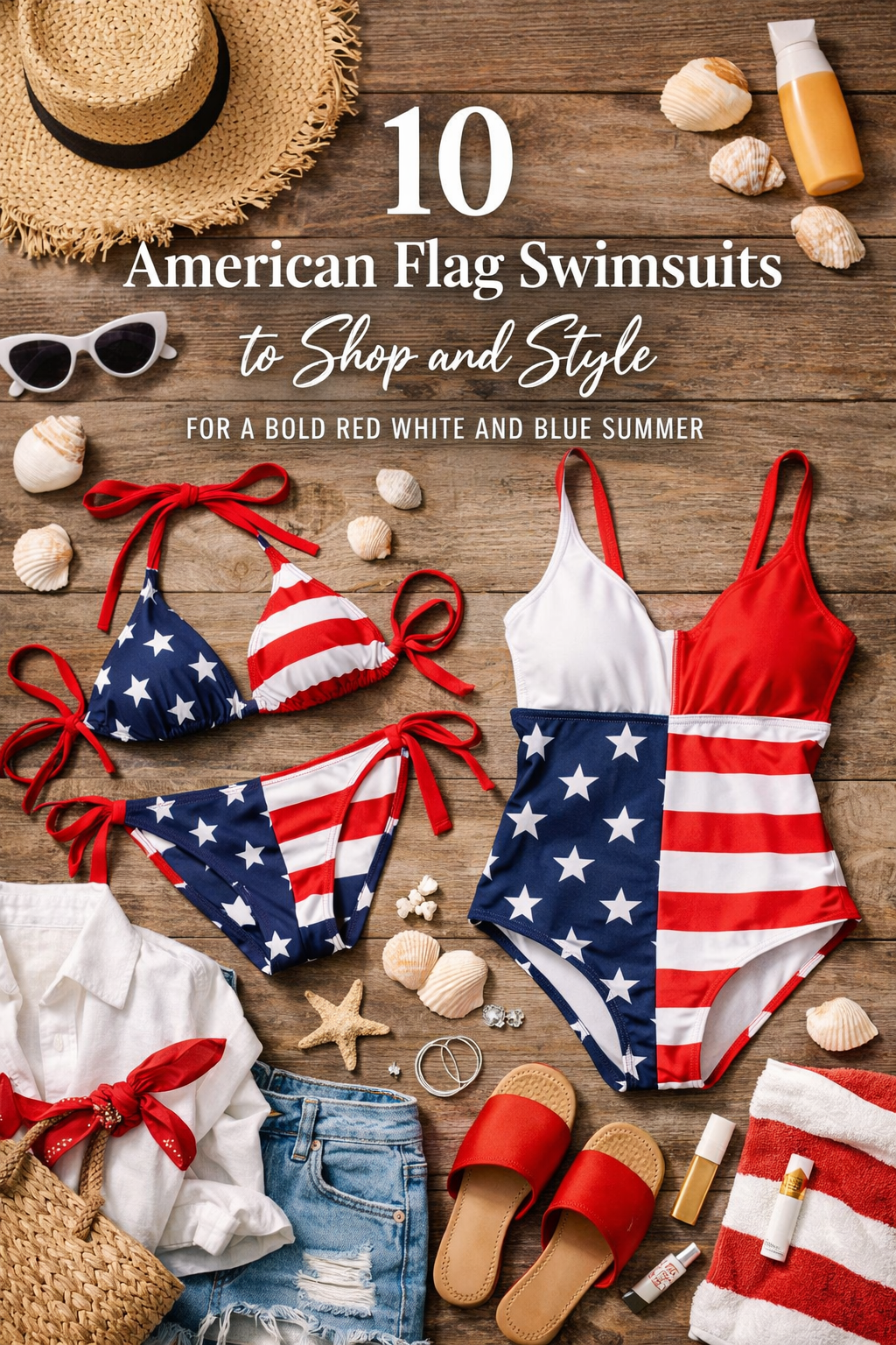 10 American Flag Swimsuits to Shop and Style for a Bold Red White and Blue Summer