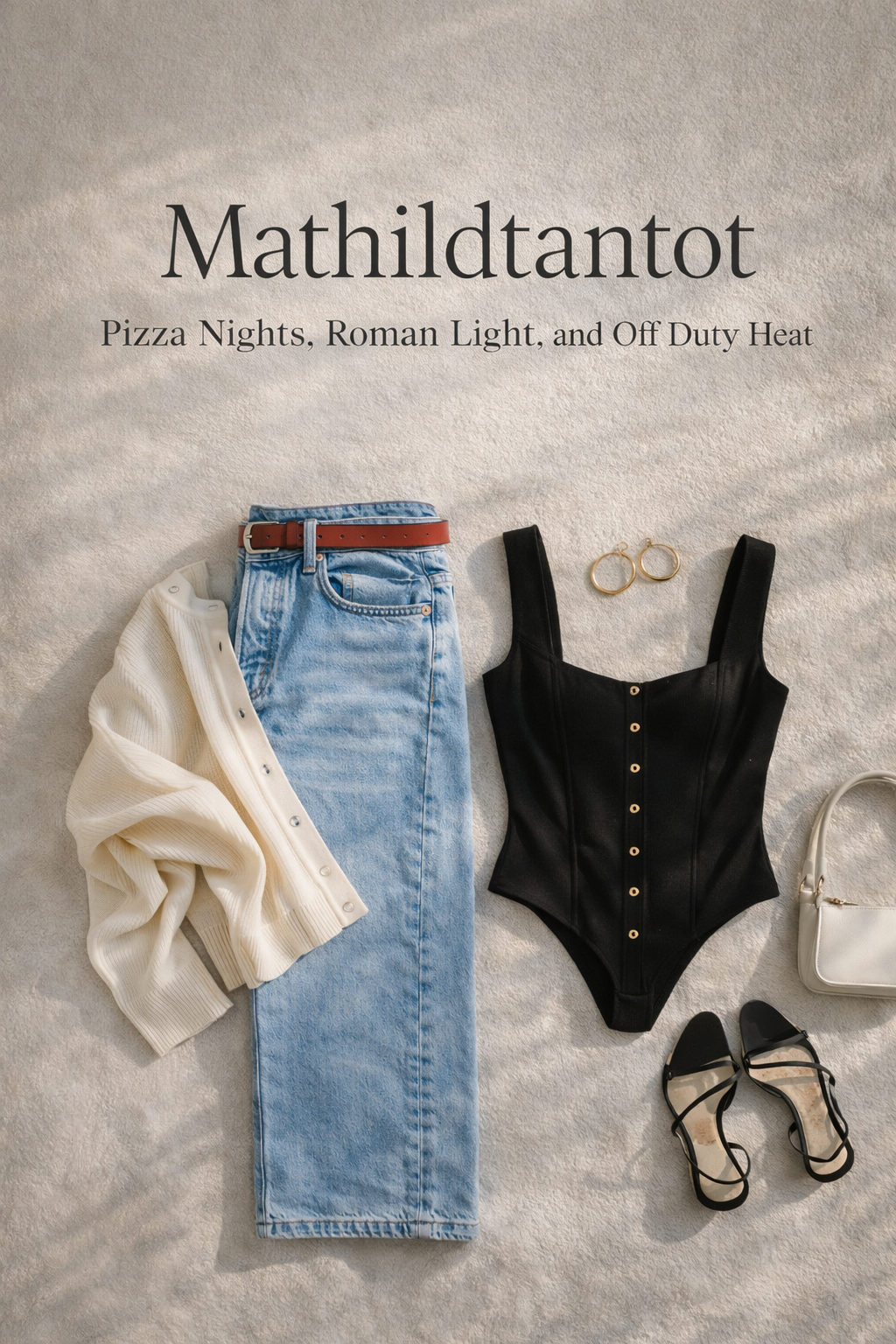 Mathildtantot in Easy Desire Denim and Undone Intimates: Pizza Nights, Roman Light, and Off Duty Heat (Editorial + Shop + Styling Guide)