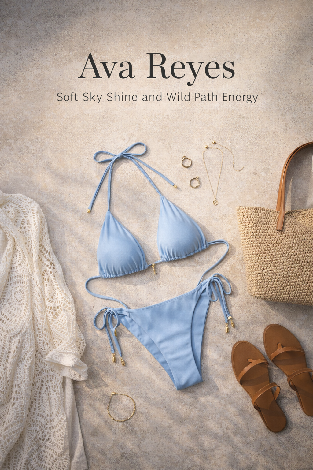 Ava Reyes in Baby Blue Crush: Soft Sky Shine and Wild Path Energy (Editorial + Shop + Styling Guide)