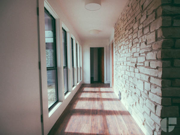 Hallway connects the public and private sections of the house.