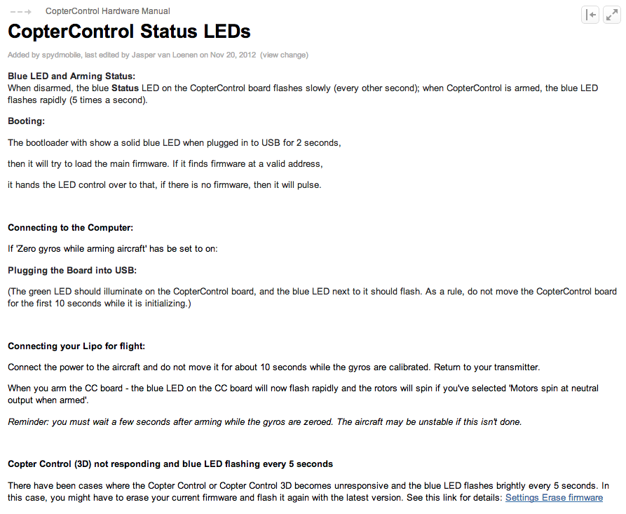 OpenPilot CopterControl LEDs