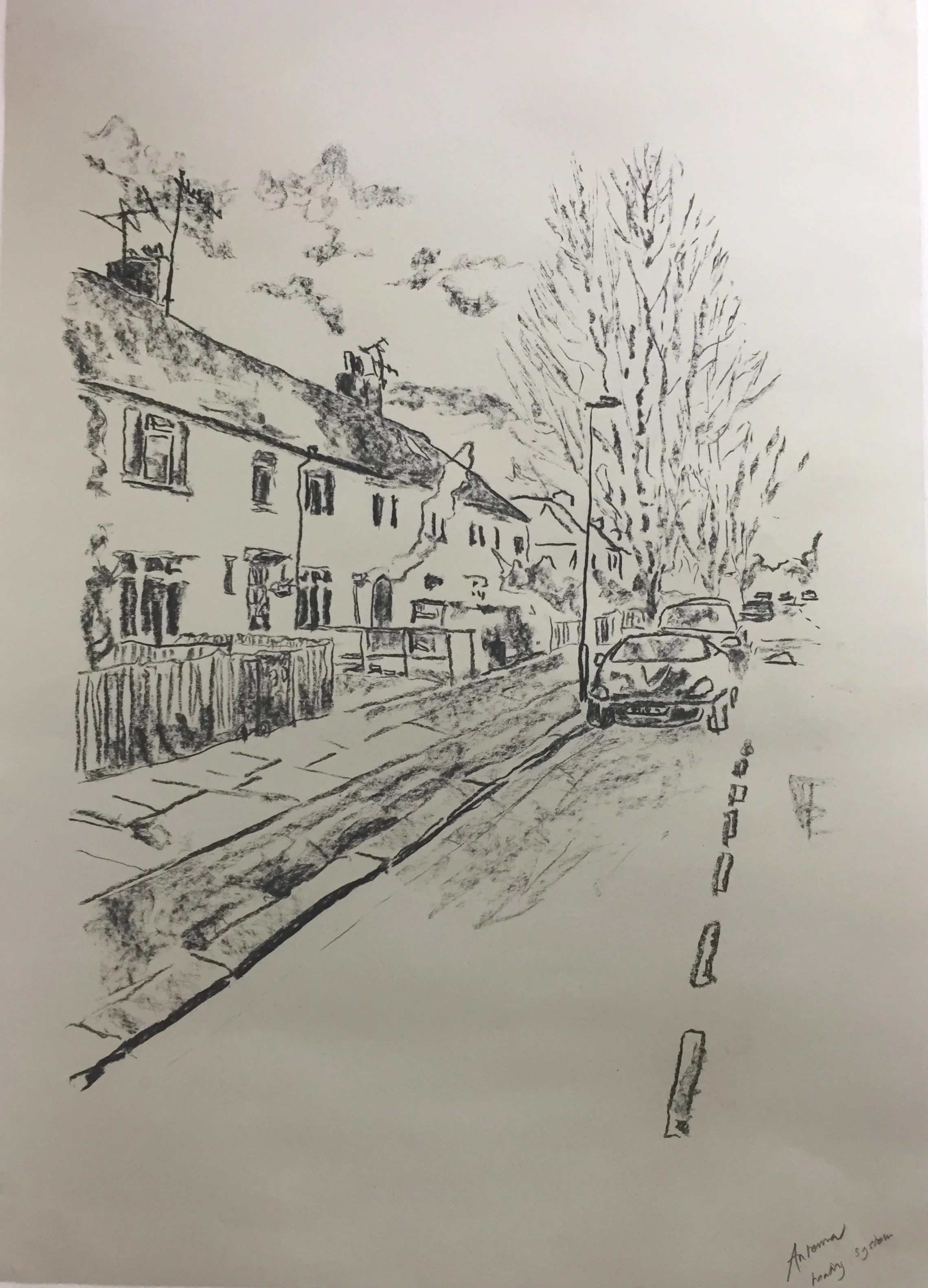 Charcoal on sugar paper A1