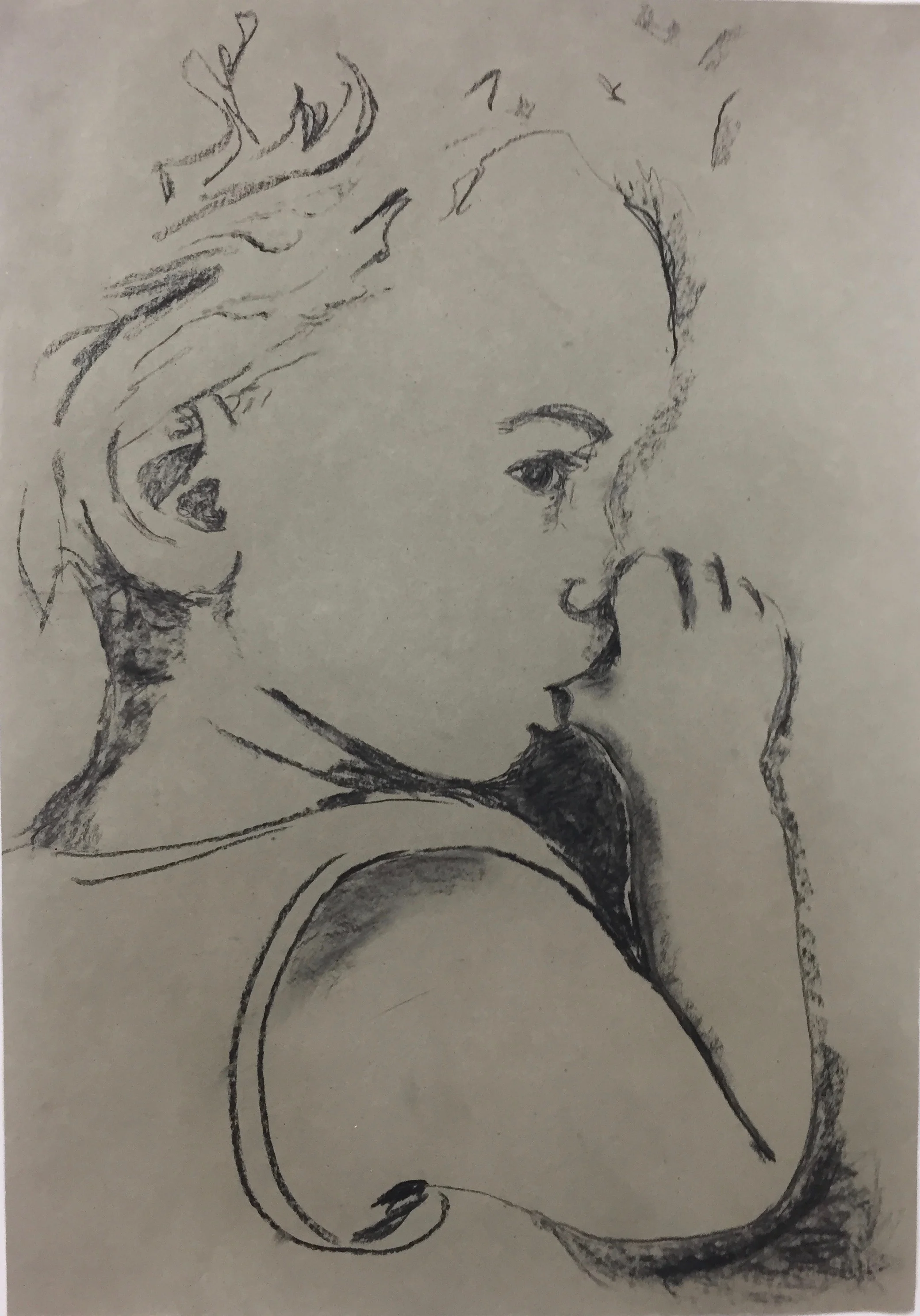 Charcoal on sugar paper A1