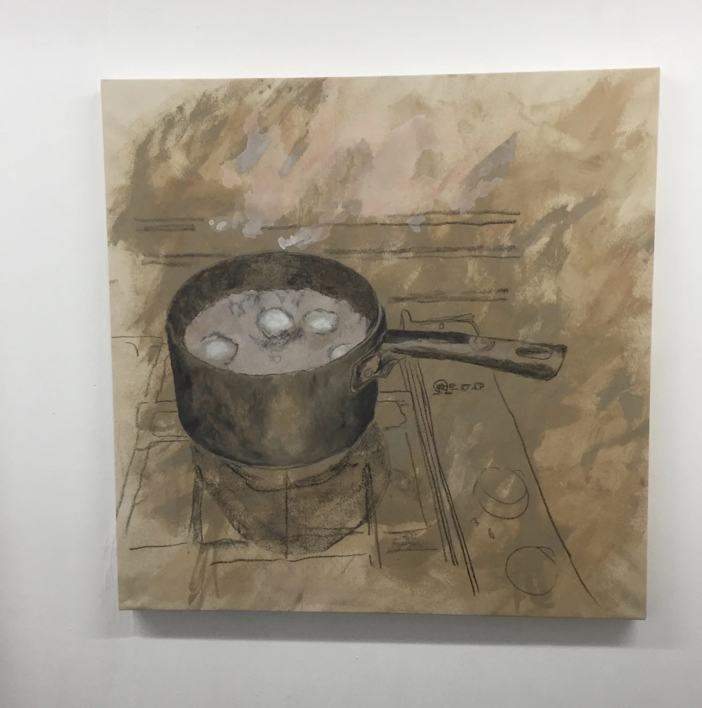 Sustenance, 2019. Charcoal and acrylic on canvas. 110x110cm.