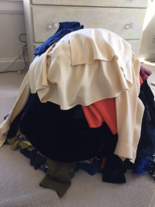 KonMari step one: pile ALL your tops on the floor.