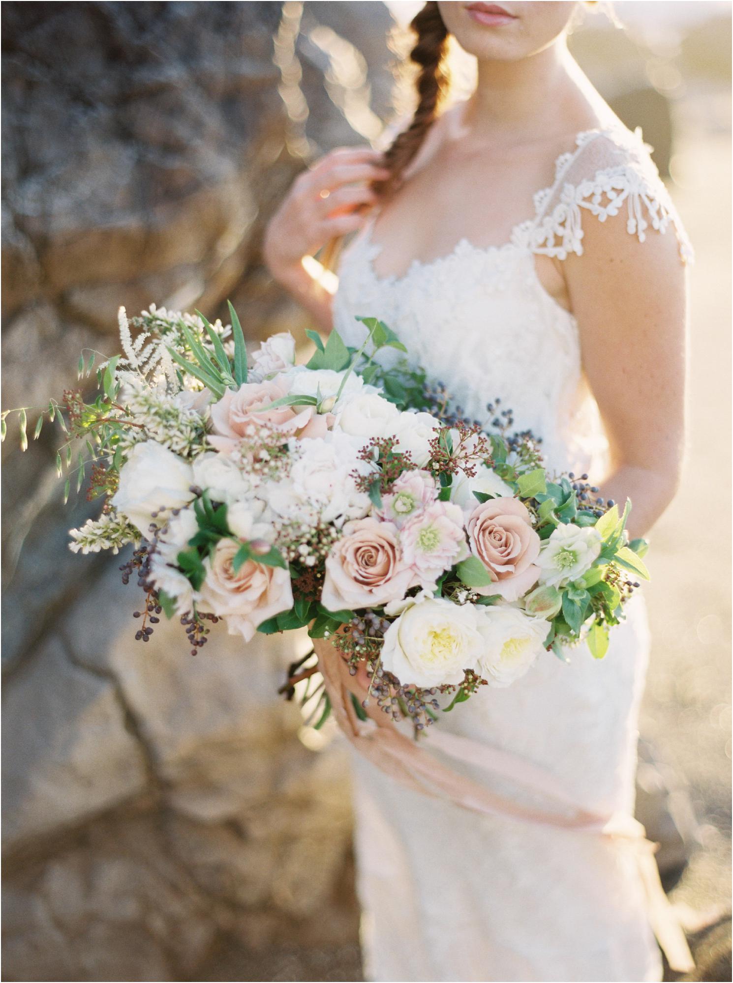 Seaside Bridal Session in Sonoma, California.   Dress: Claire Petibone https://clairepettibone.com/  Design & Florals: Thistle & Honey