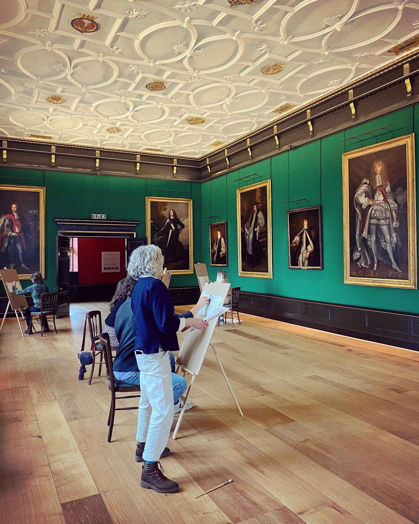 A great day drawing in the magnificent Tudor Chamber at the Charterhouse Museum which houses a number of flamboyant, full-length theatrical portraits from the Restoration. Perfect material for some irreverent &lsquo;exquisite corpse&rsquo; drawings a