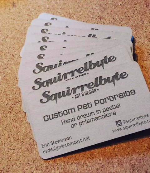 Laser engraved business cards.