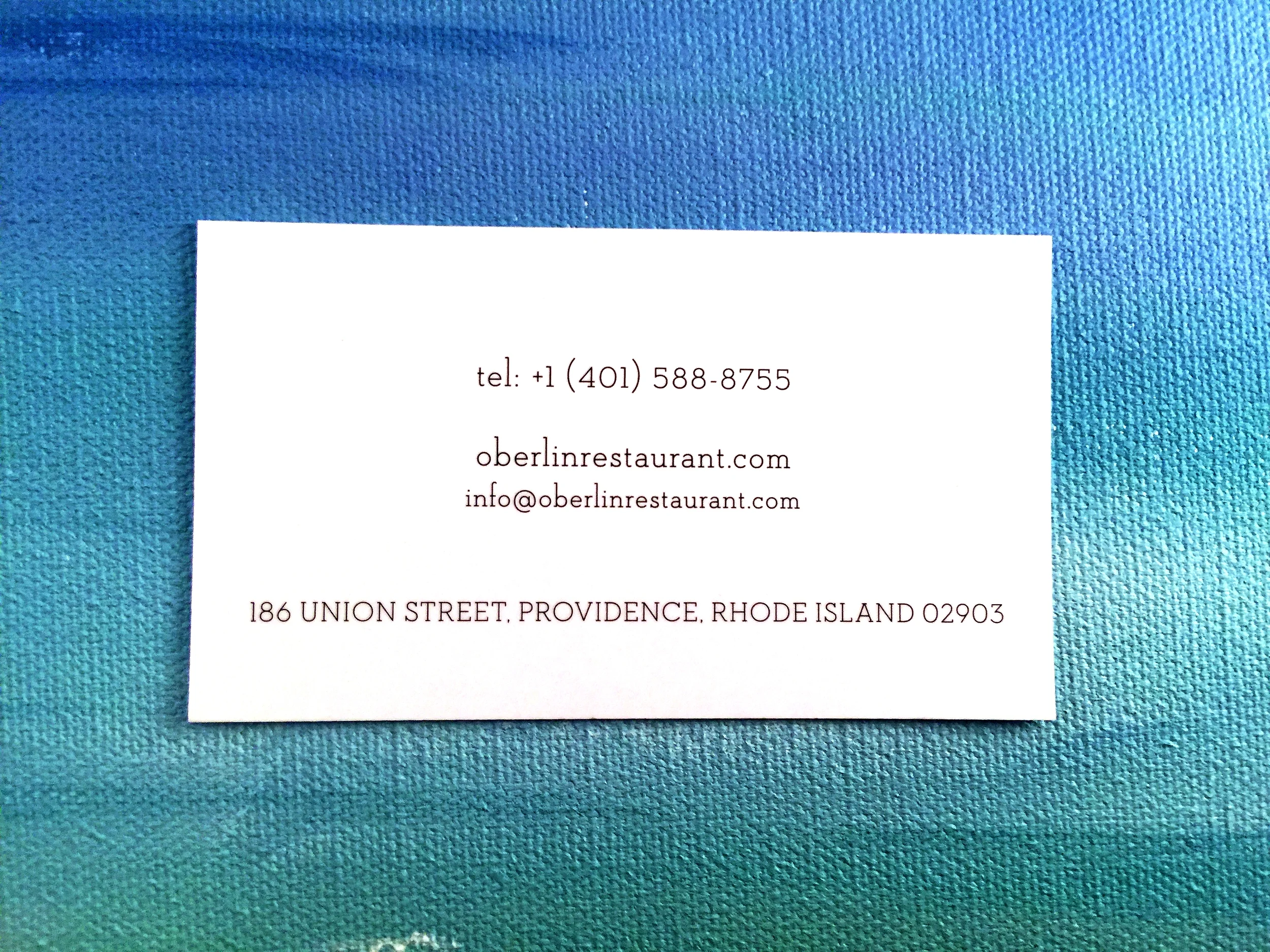 Oberlin Restaurant Business Card