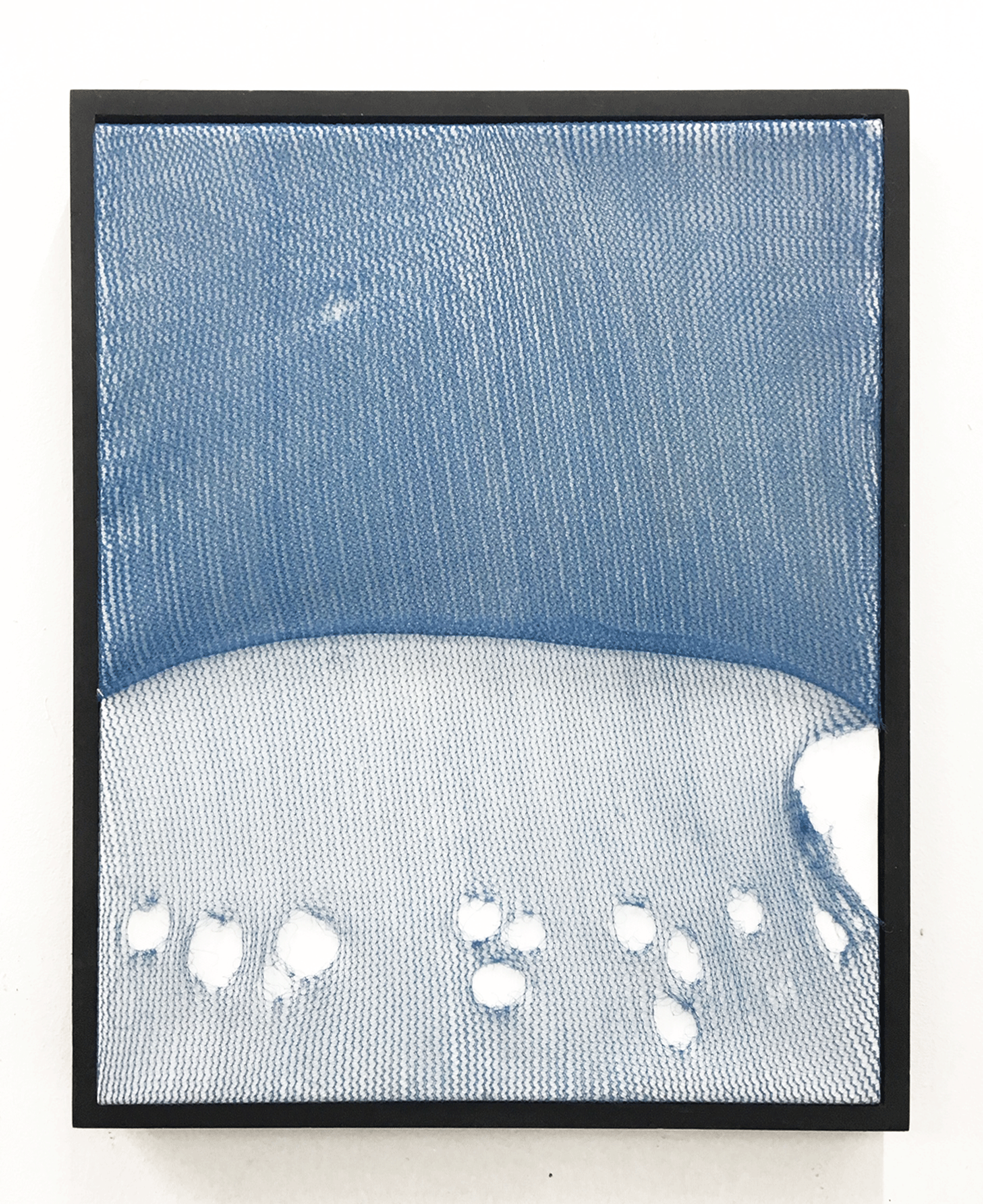 Ranger. 2019 Found Scaffold netting over raw canvas. 44x54cm framed