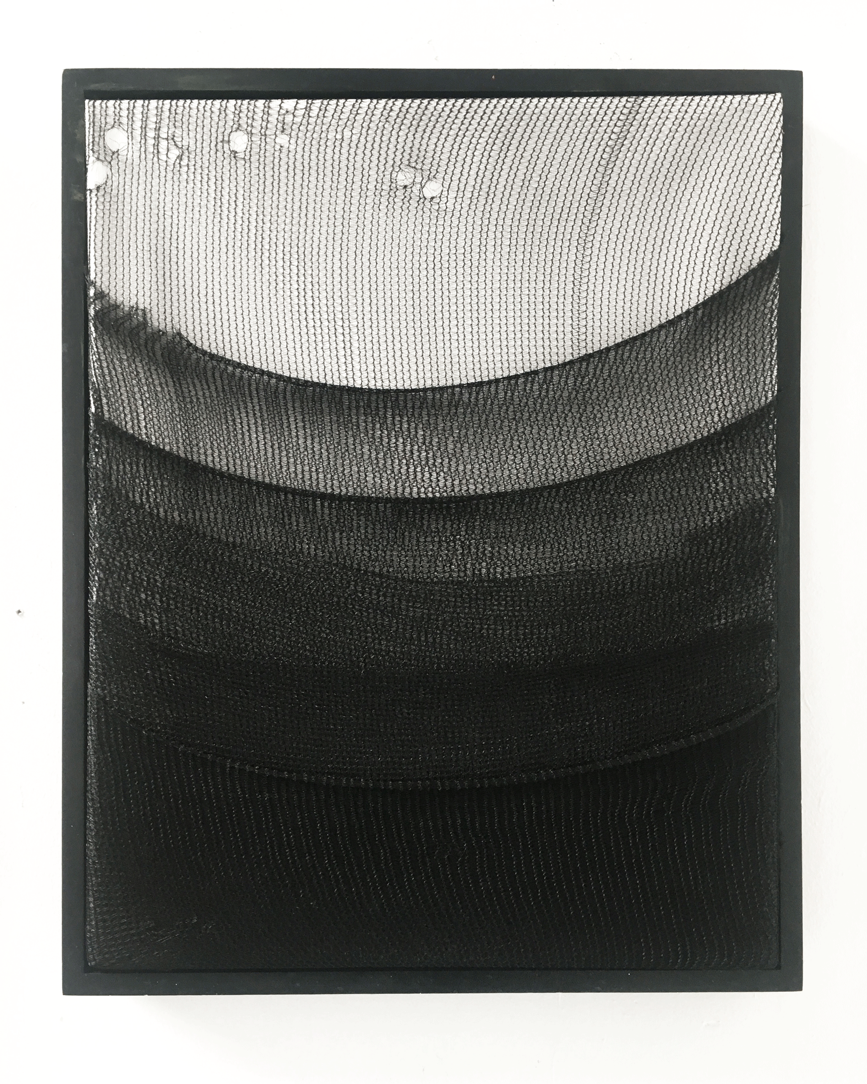 Veils.2019 Found scaffold netting over canvas 44x54cm Framed
