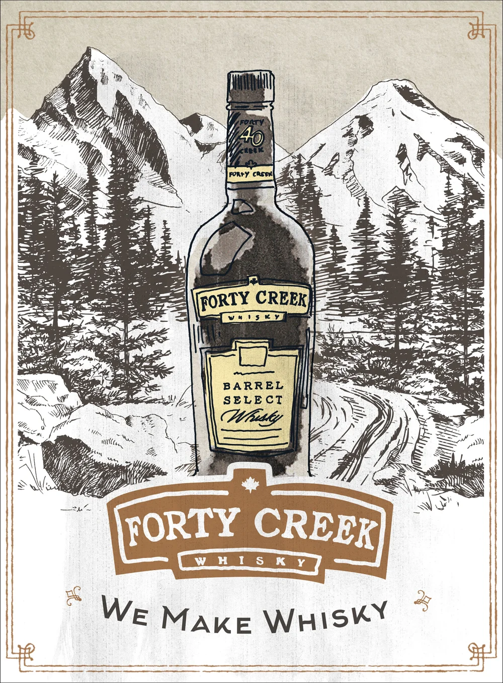 Пару постеров старой рекламы алкоголя. Виски Forty Creek