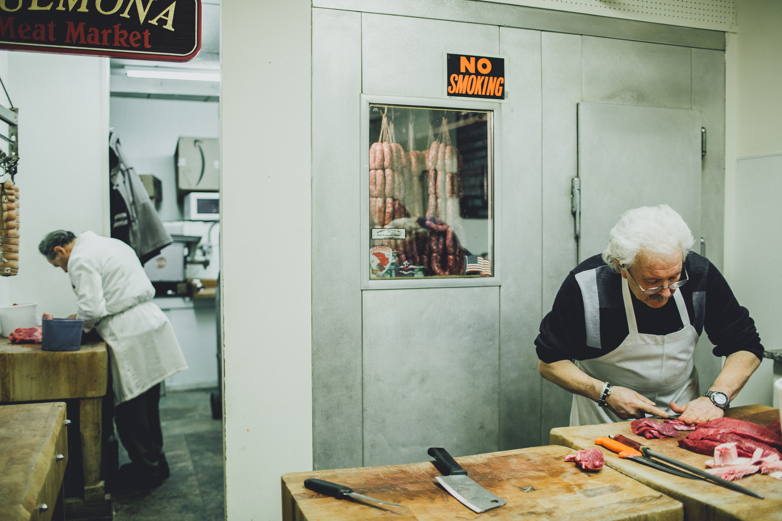 Dominic, the butcher. Sulmona Meat Market, Boston