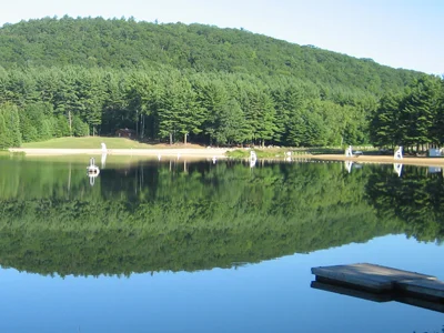 Looking at the pristine beach across the lake