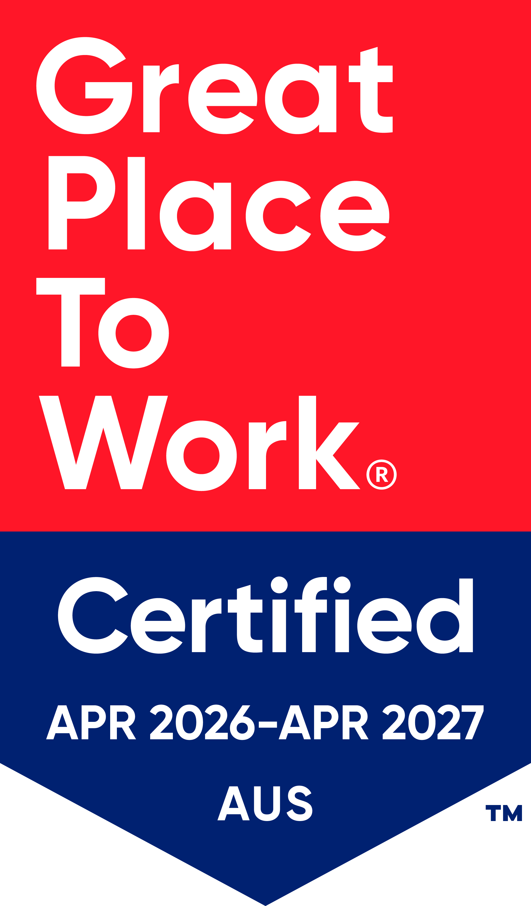 Great Place To Work Certified April 2026-27 Australia badge