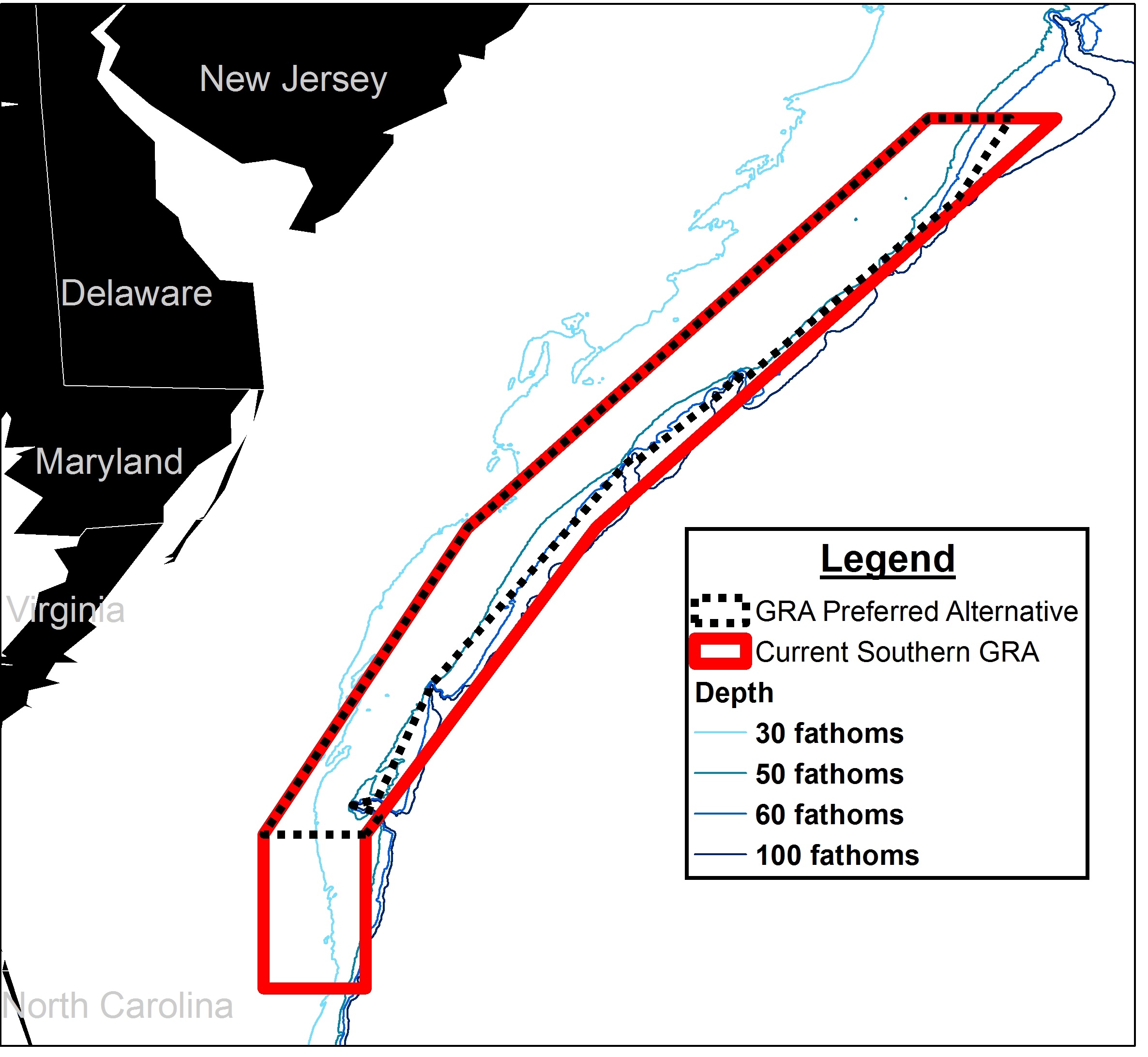 Figure 1. Proposed modification to the Southern Scup GRA boundary (click to expand map).