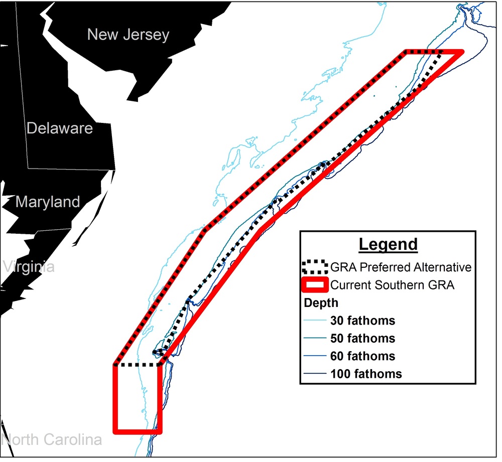 Figure 1. Modification to the Southern Scup GRA boundary under Framework 9 (click to expand map).
