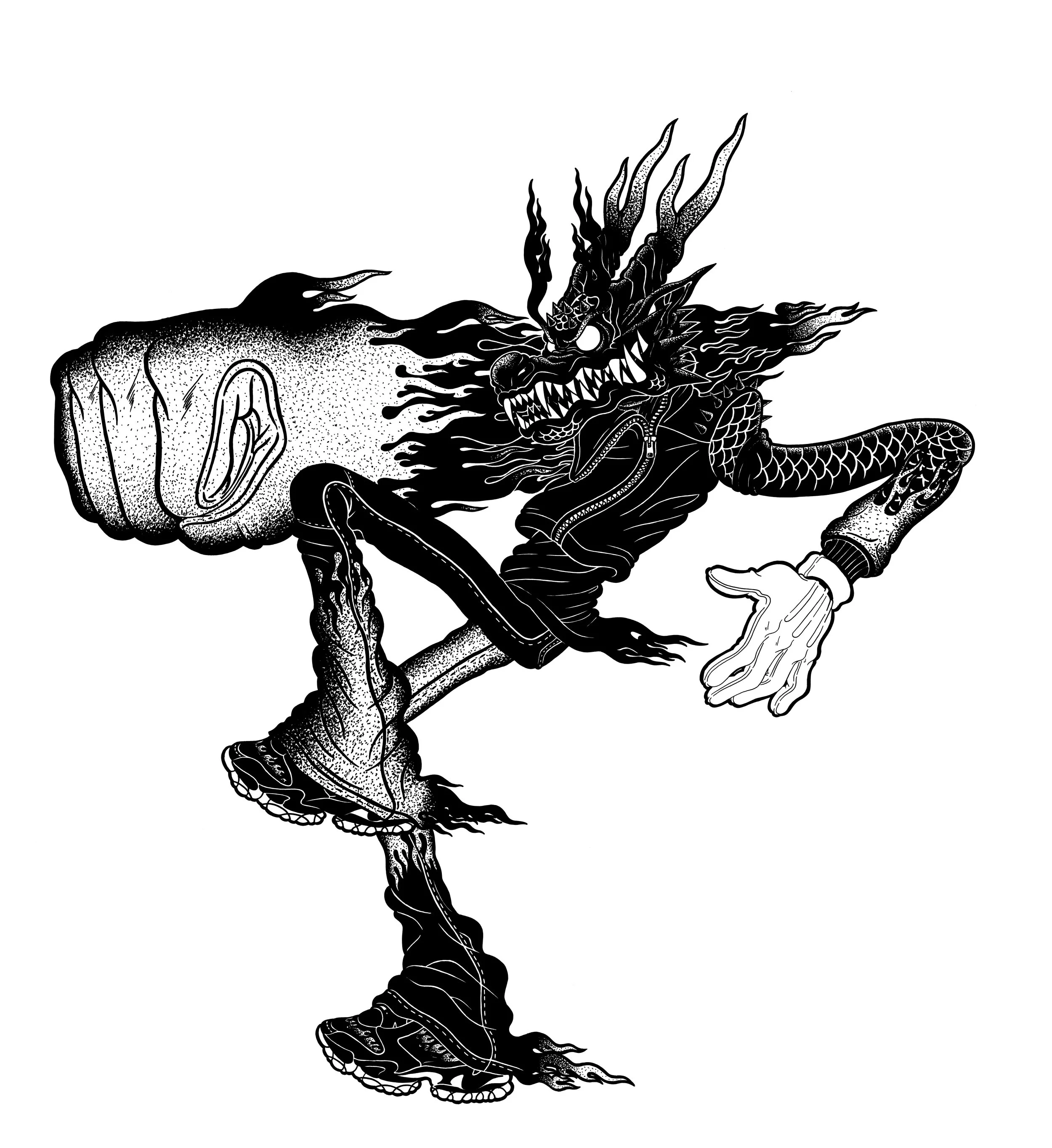  FULL MIGHT  36” x 36”  Archival Ink On Paper  Dragon 7 Series  2026 