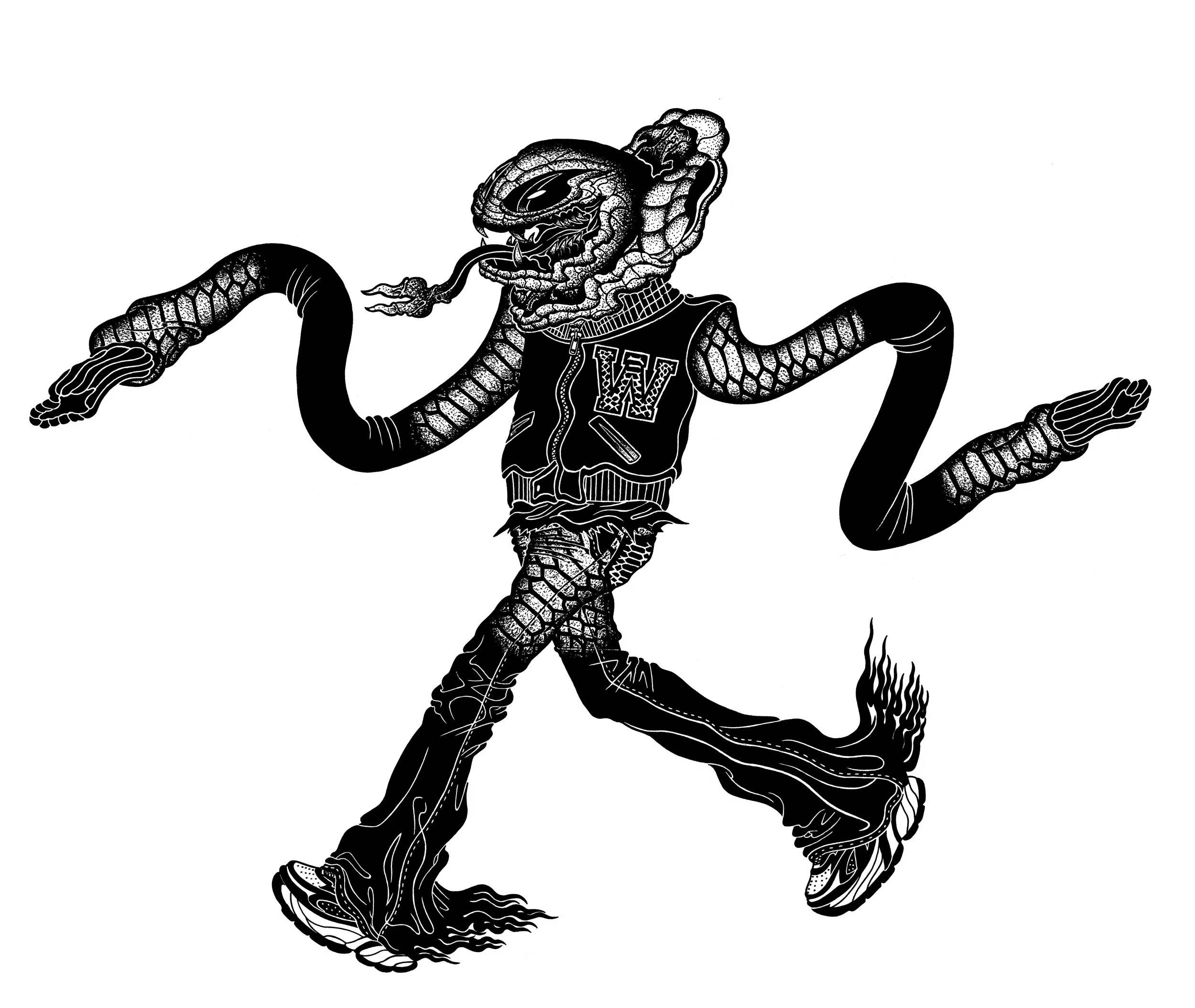  Victory Lap  36” x 48”  Archival Ink On Paper  Year Of The Snake Series  2025 