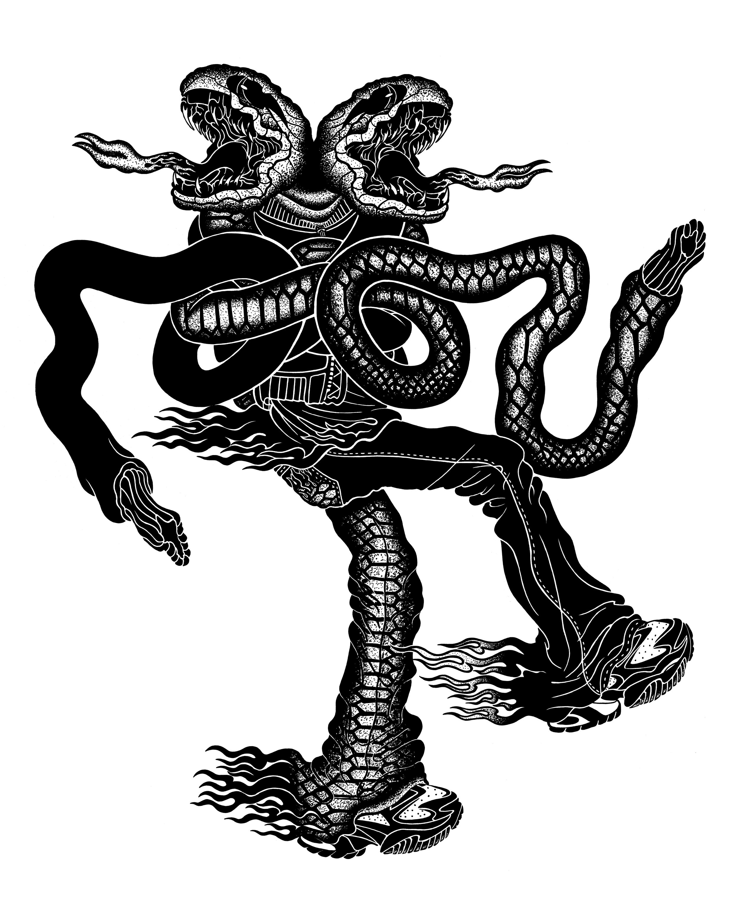  Switch Hitta  36” x 48”  Archival Ink On Paper  Year Of The Snake Series  2025 