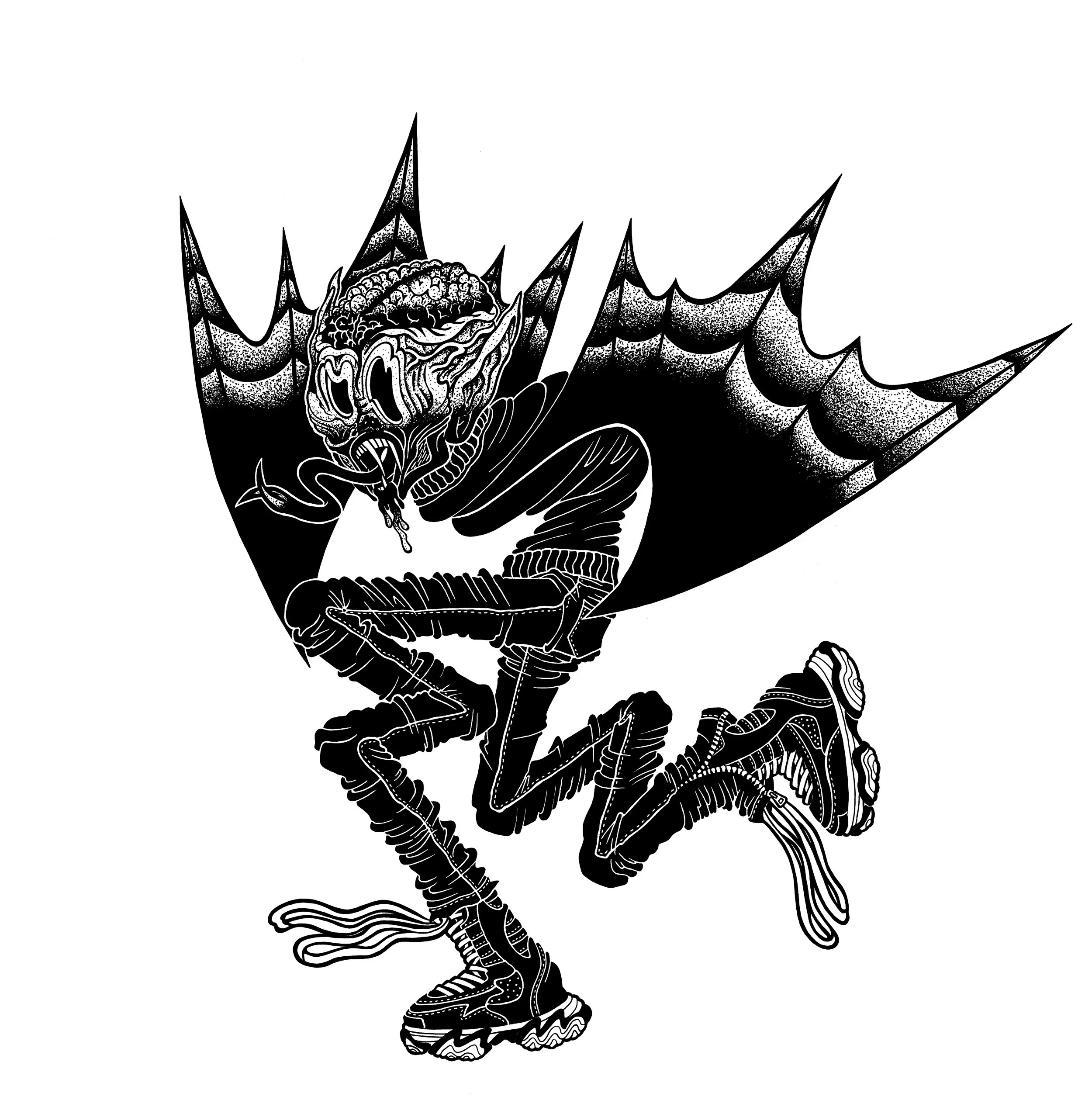  BAT SHIII CRAZY  36” x 36”  Archival Ink On Paper  Halloween Series  2024 