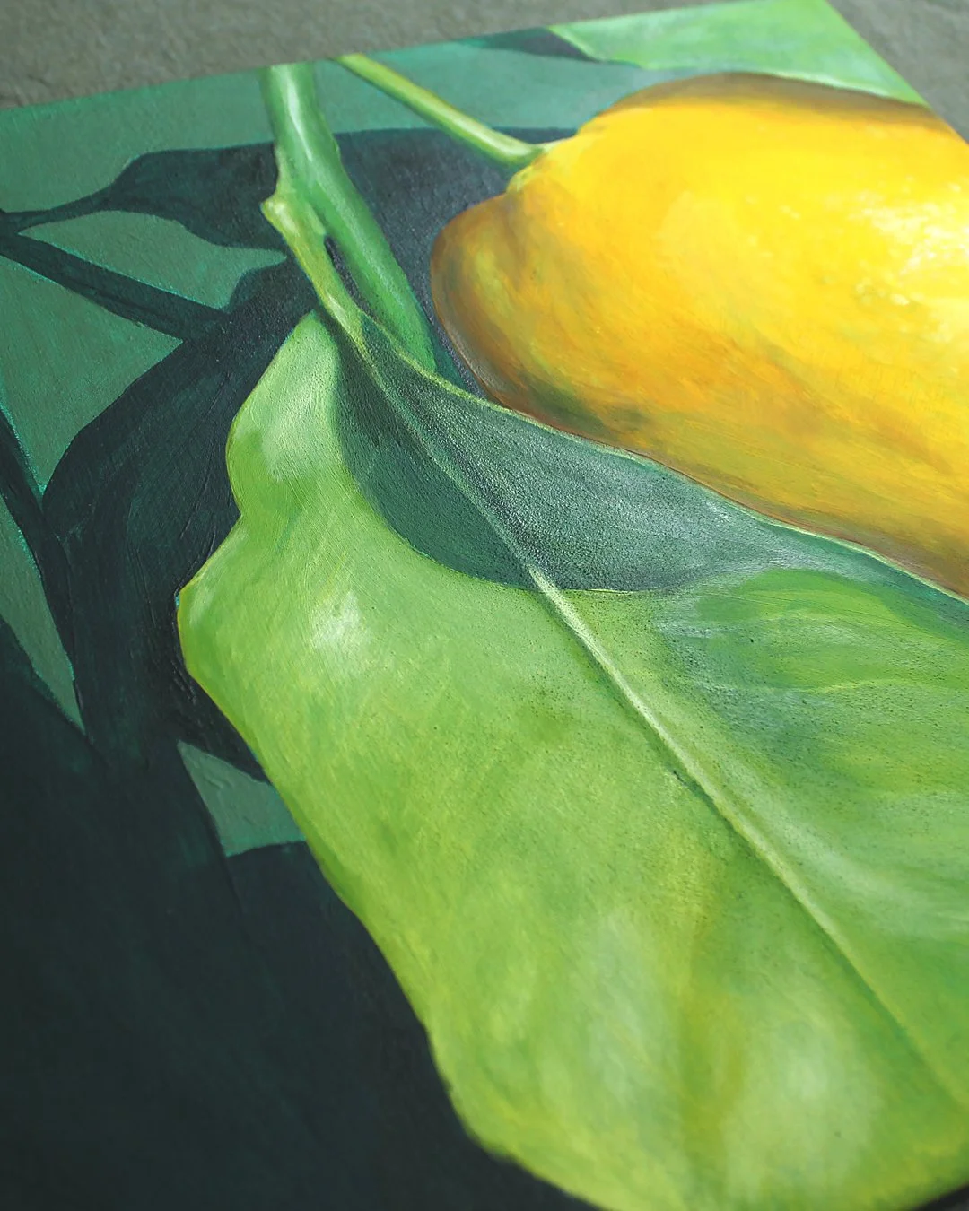 Målning i olja och akryl, detalj, konstnär Madelen Lindgren, Borås