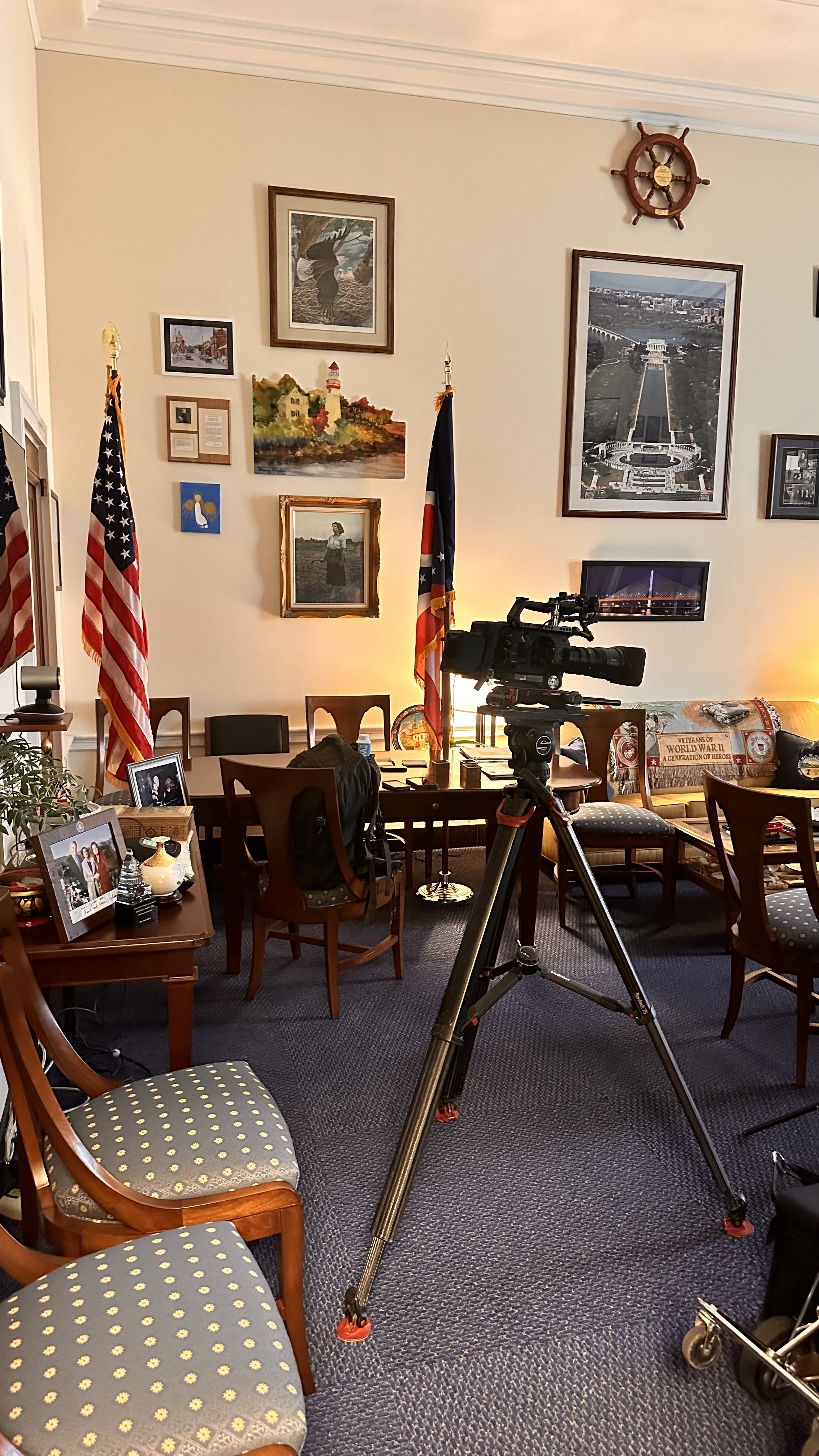 Preparing for an interview with the Press with Congresswoman Marcy Kaptur