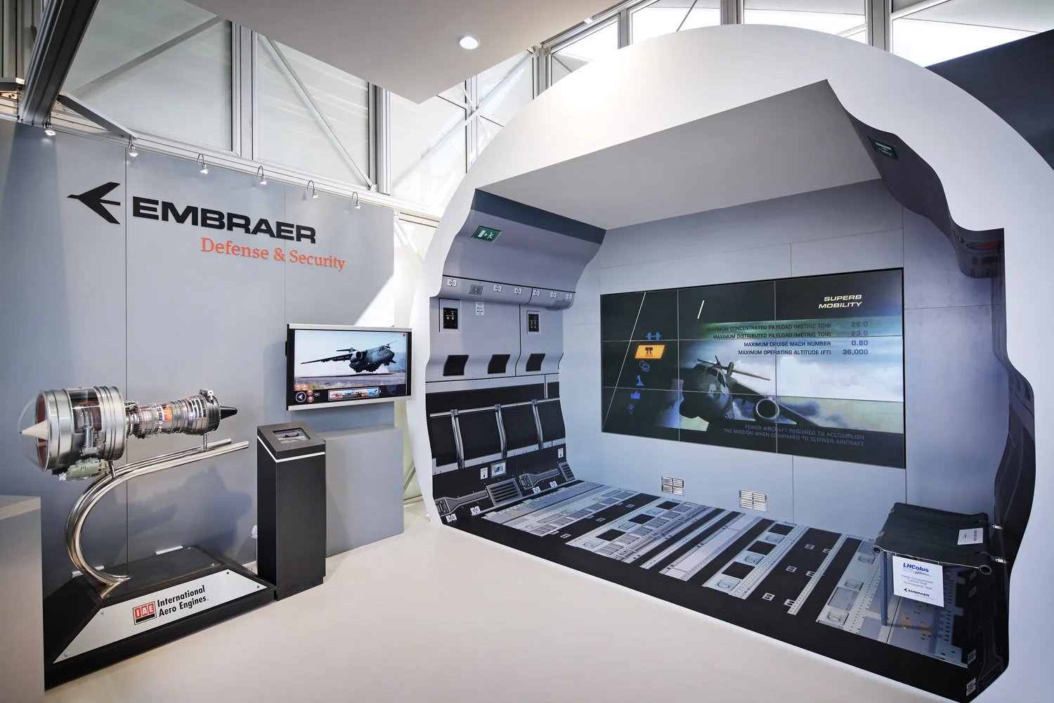 Embraer Defence stand, Farnborough Airshow, UK