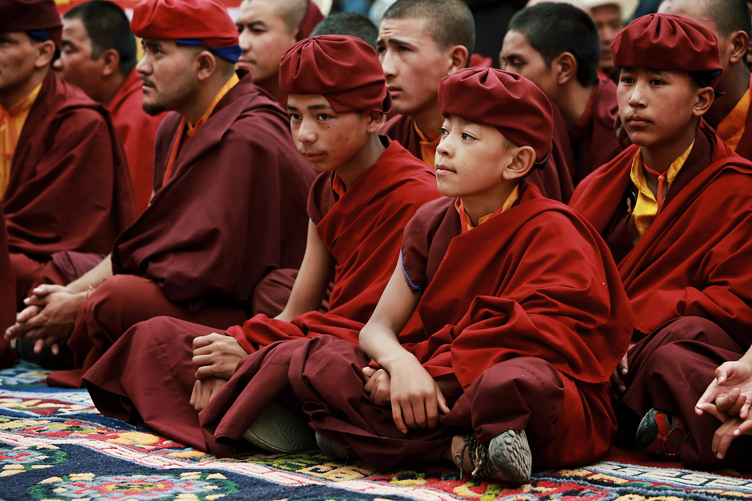 Young monks listening, Hemis Monastery
