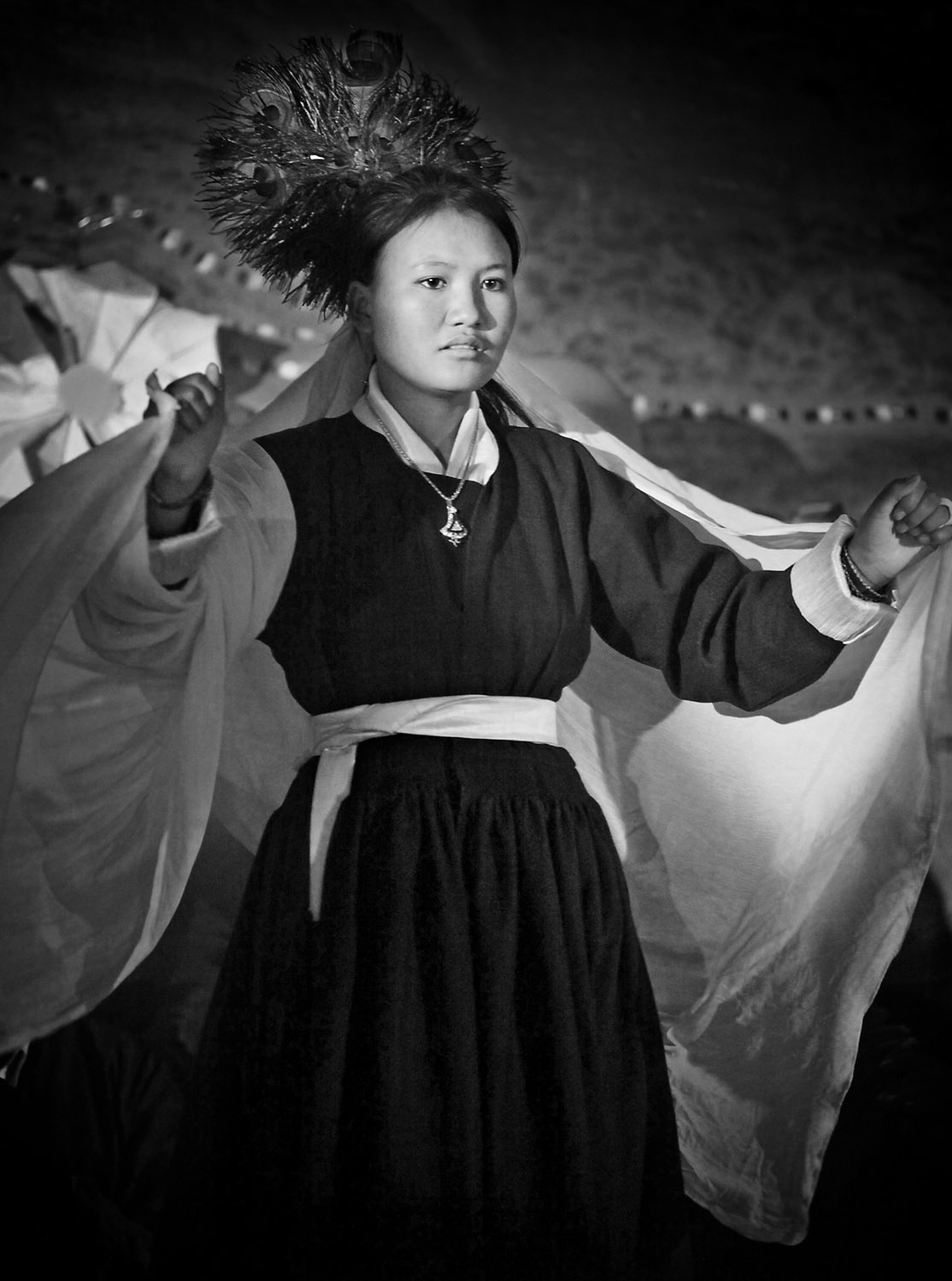 Girl dancing, Hemis Gompa, Ladakh, India