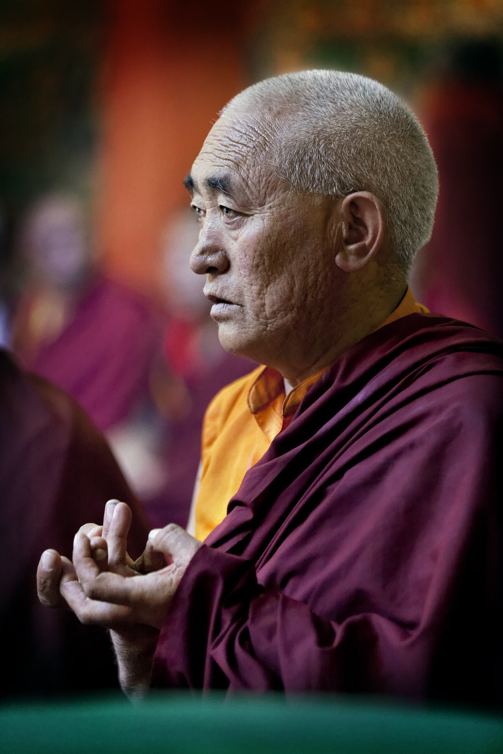 Monk in prayer, Hemis Monastery