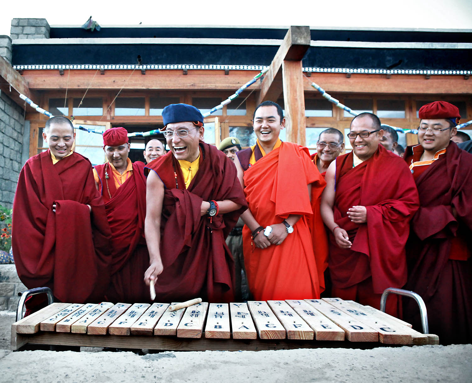 H.H. at Druk White Lotus school, Shey, Ladakh