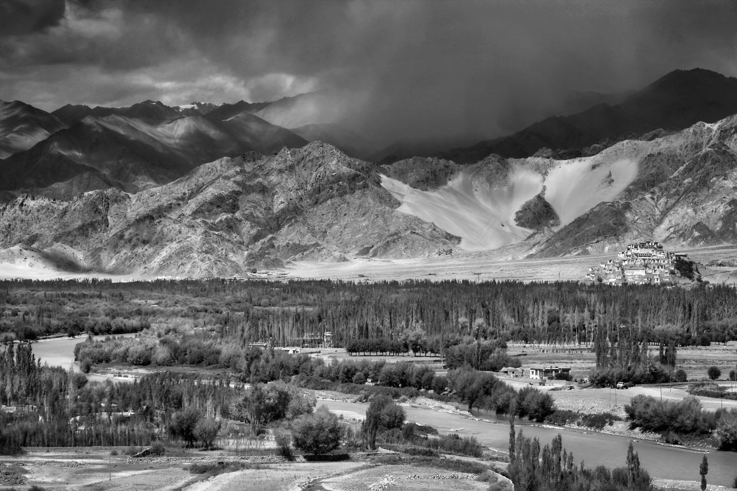 Thicksey Monastery & Indus river, Ladakh, India