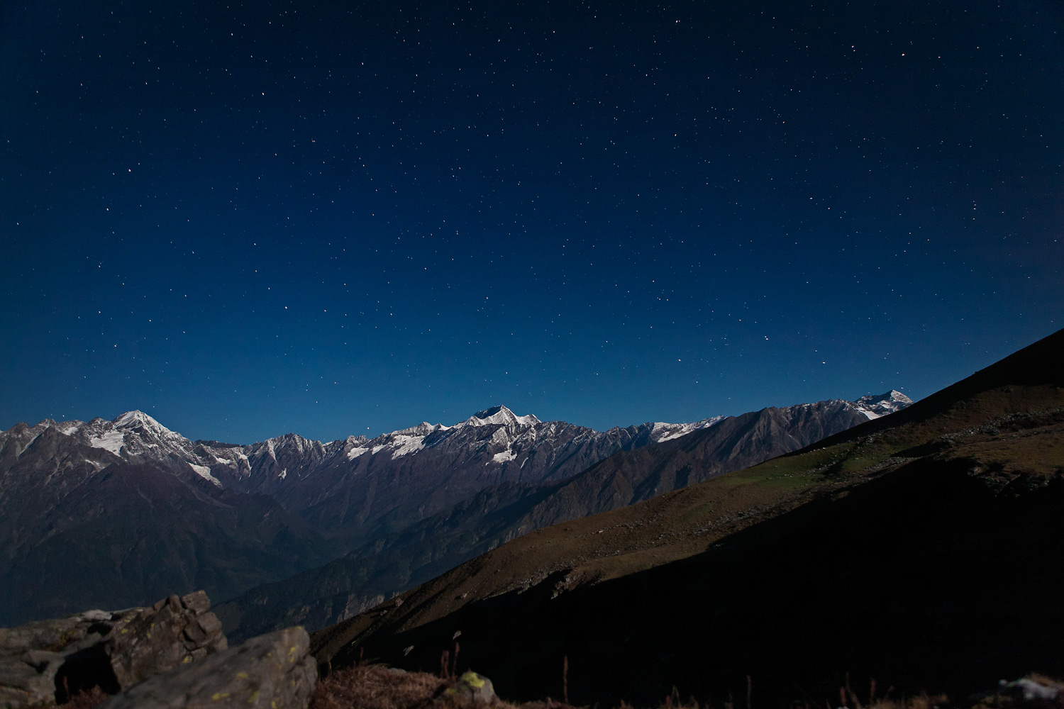 Full-moonlit night, near Brighu lake, Himachal, India
