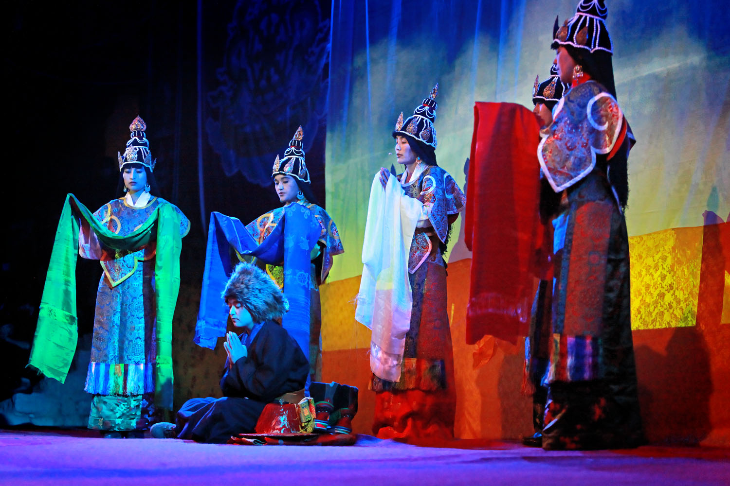 Theatrical performance by Drukpa nuns, Hemis Monastery